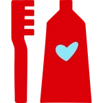 Hand drawn icon of tooth brush and paste