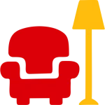 Hand drawn icon of chair with lamp